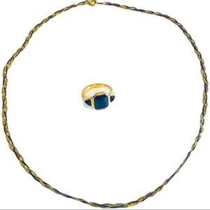 Gold & Oxyx Square 5.5 Ring Gold & Black Necklace